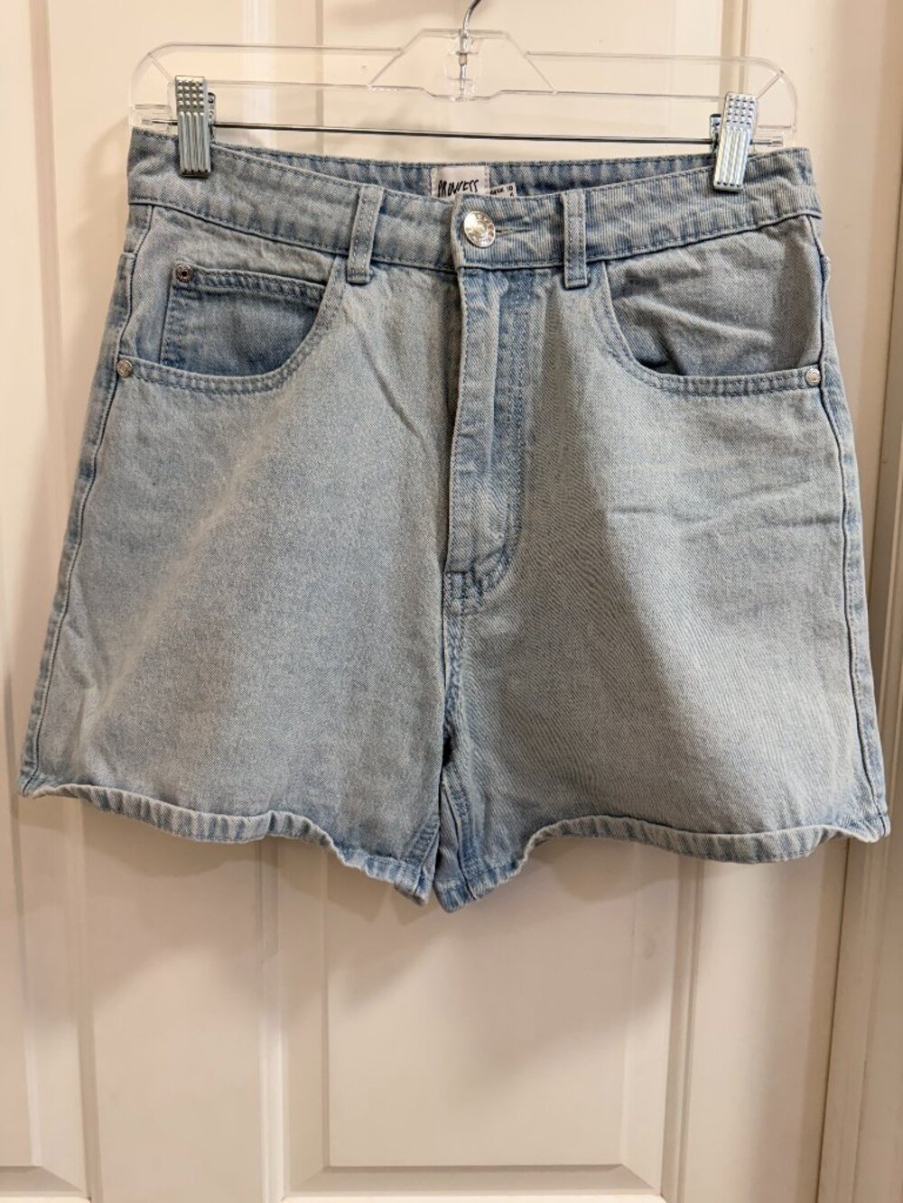 Princess Polly Light Wash High-Rise Denim Shorts 6